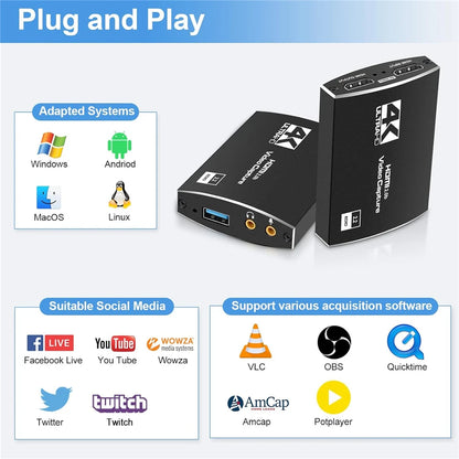 ZY-HC30A USB 3.0 HDMI-capture card – 4K/60 input och 1080p/60