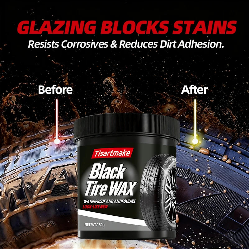 150g Tire Shine & Retread Wax - Durable Anti-Aging Gloss Enhancer for Car Tires, Blackening Care Agent