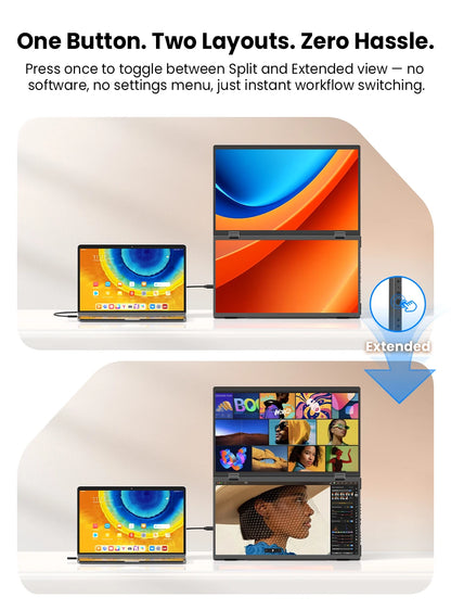 EVICIV 15.6" FHD Triple Portable Dual Monitor & Laptop Screen Extender 1080P FHD IPS Plug & Play No Driver USB-C 100%sRGB Triple Screen Foldable Mac/Windows Compatible Travel & Office 360° Screen Adjustment