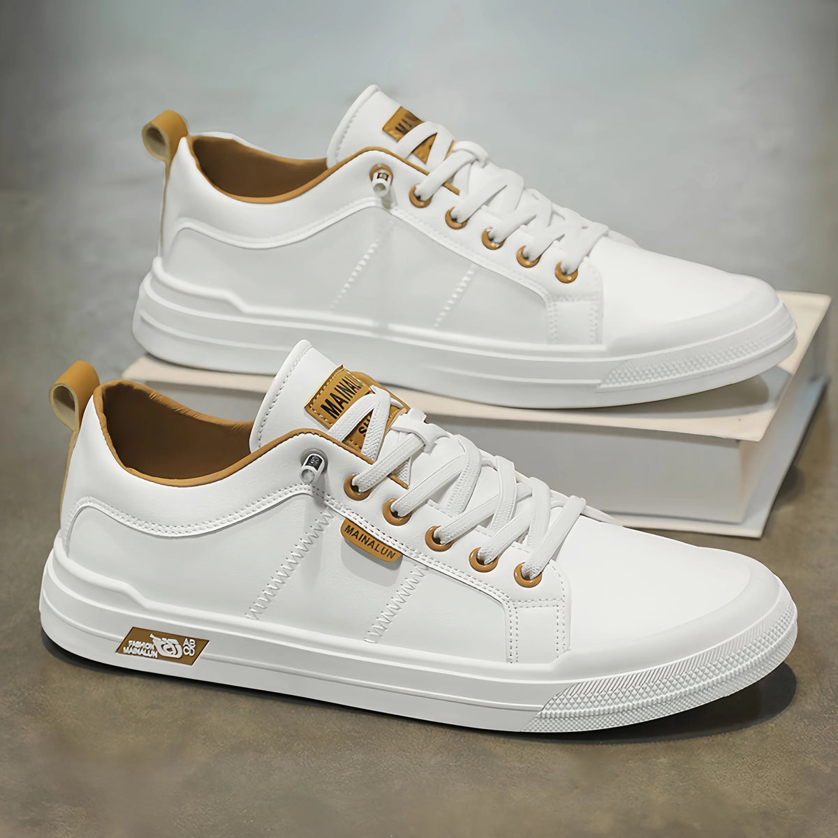 Herr lädersneakers stor storlek – Halkfri, mjuk sula, alla årstider, storlek 39–44, 3 färger