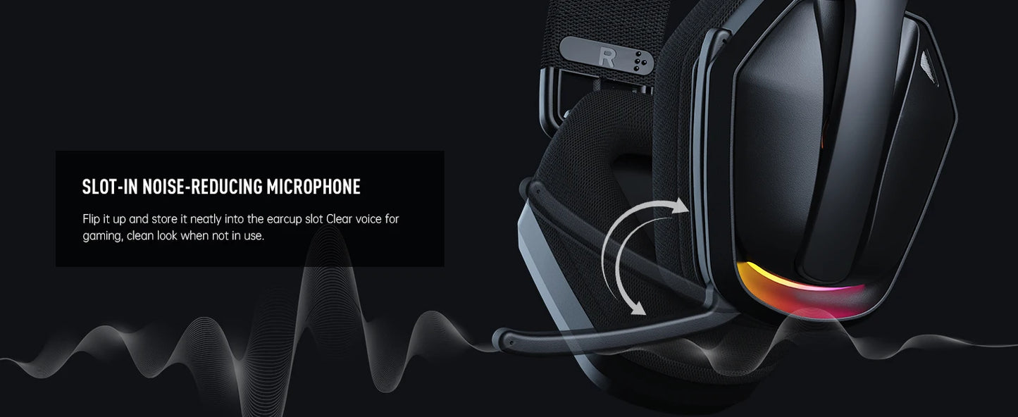 EKSA G19BT 2.4GHz Wireless Gaming Headphones Ultra-light Bluetooth 5.4 Headset Gamer with Microphone for PC/PS5/Xbox