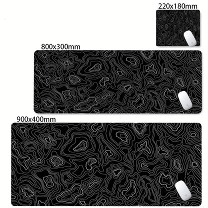 XXL Desk Mat Black And White Strata Liquid Mousepad Large Abstract Mouse Pad Gaming Deskmat With Lockedge Office Non-slip Carpet