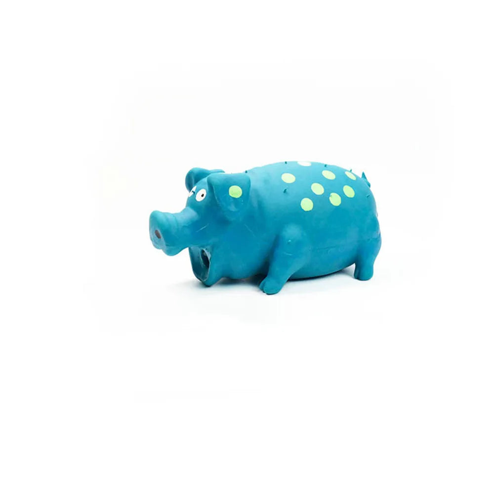 Pipande Grisleksak i Latex för Hund – Squeak, Tuggtålig, Tandvård, Grön/Rosa/Blå/Lila
