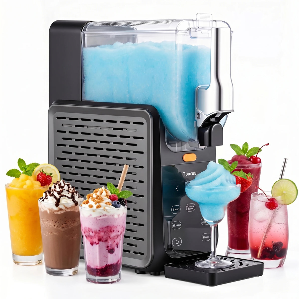 Slushie Maker 2.8L Large Capacity Slush Machine, 15 Mins Fast Cooling Cycle, 5 Preset Programs, One-Touch Auto Clean Function, Multifunctional Slush Machine for Slush Drinks, Milkshakes, Frozen Cocktails, Smoothies
