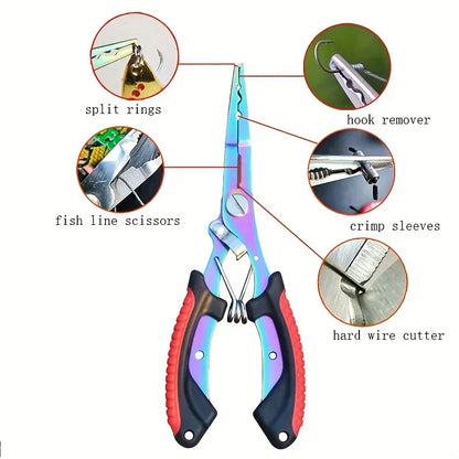 Stainless Steel Color Titanium Eagle Beak Fish Control Pliers for Hook and Hook Removal, Multifunctional Fishing Pliers
