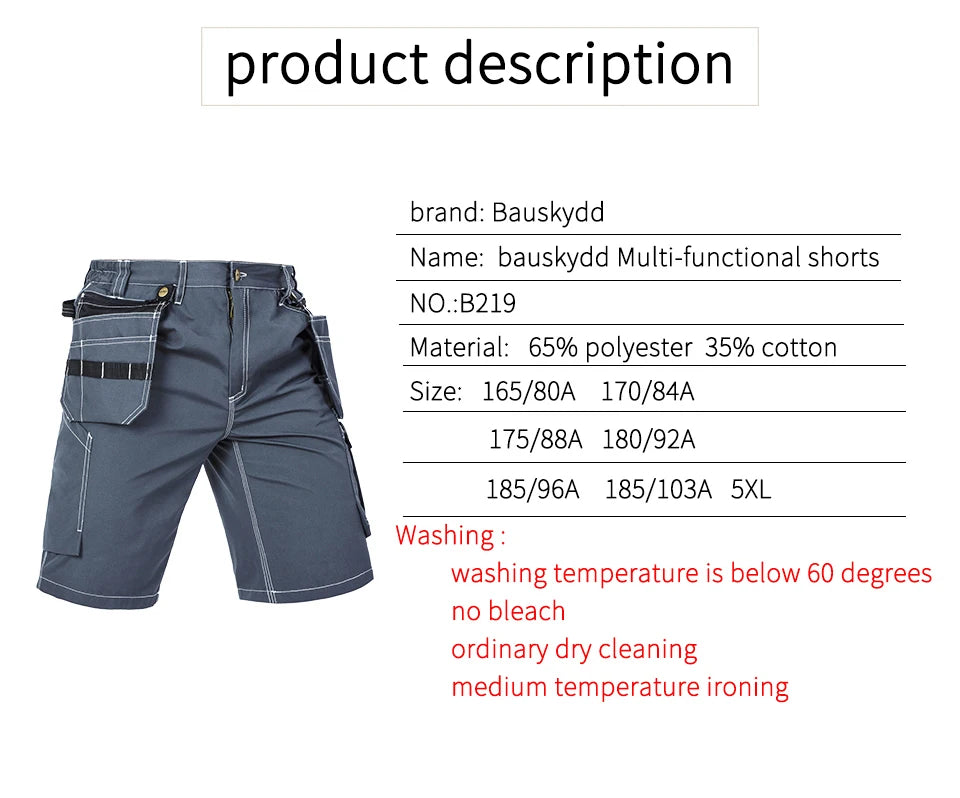 Men's durable multi-pocket work pants cargo work shorts workwear for Men