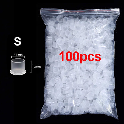 1000/500/100pcs Plastic Tattoo Ink Cups Caps with Base Clear Self Standing Ink Caps Tattoo Pigment Cups for Tattoo Ink Supply