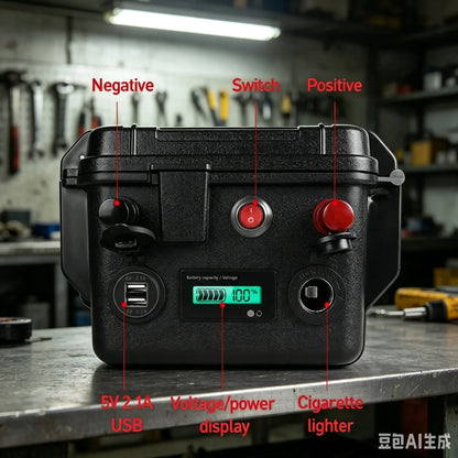 Uppladdningsbart LiFePO4-batteri 12 V 200 Ah med BMS och USB-utgång