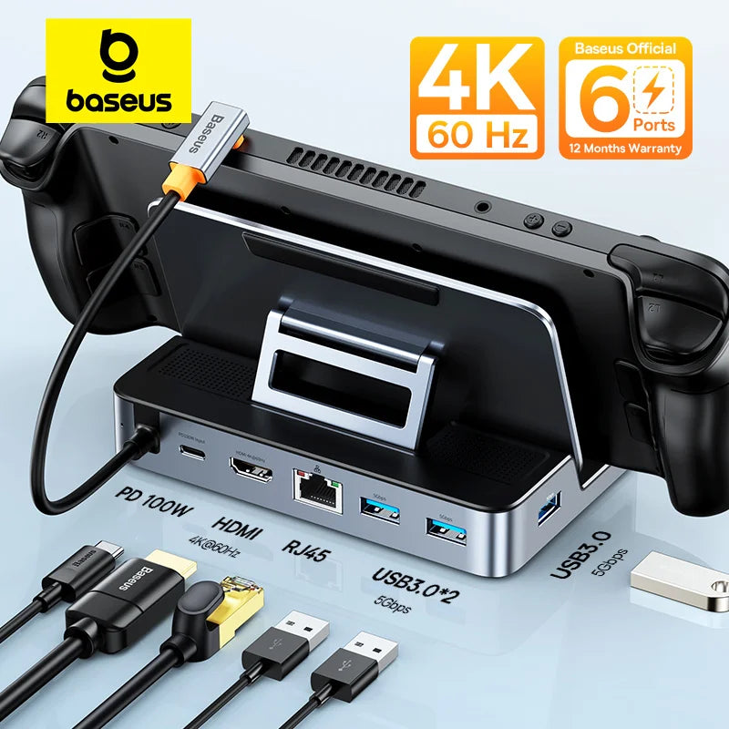 Baseus GamerX 6-port USB-C-docka – HDMI 4K 60 Hz och RJ45