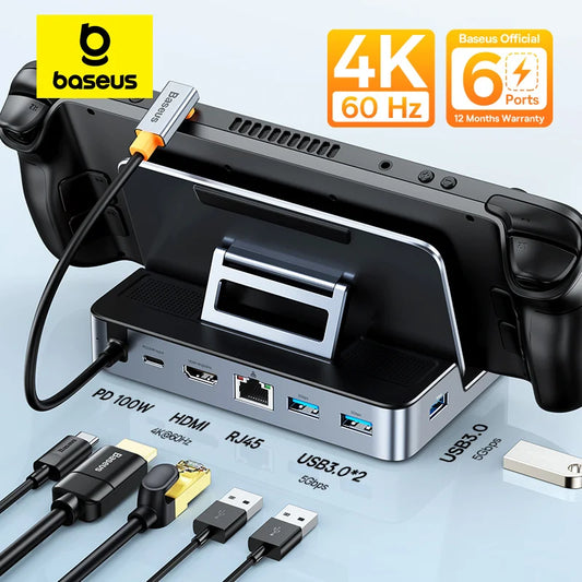 Baseus GamerX 6-port USB-C-docka – HDMI 4K 60 Hz och RJ45