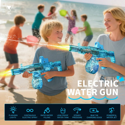 Elektrisk vattenpistol med automatisk funktion, rekyl och lampor
