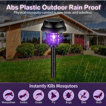 Solar and Electric Shock Mosquito Repellent Lamp Waterproof Bug Zapper 2Mode LED Light for Outdoor Garden Lawn Camping Villa Use