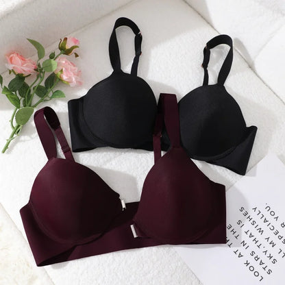 Seamless Push Up Bra Women Deep V Cup Underwear Front Closure Comfort Lingerie Adjustable Strap Plus Size Solid Color