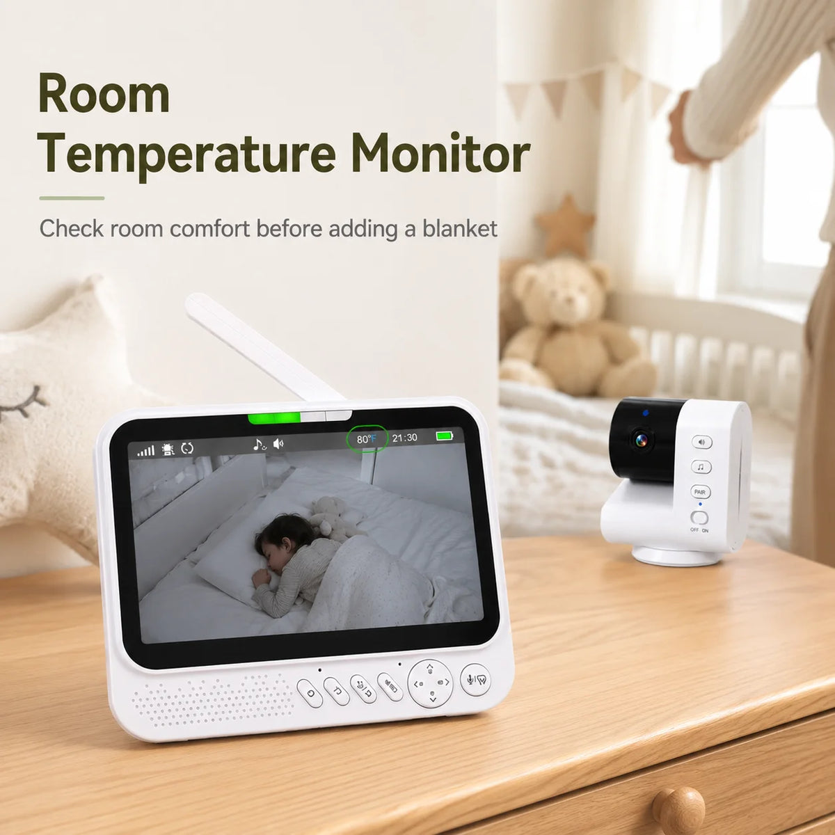 MvpSecam babyvakt med kamera och 7-tumsskärm – utan Wi-Fi