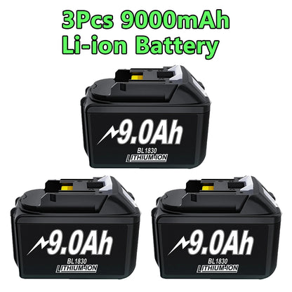 For Makita BL1830 Battery Rechargeable 6000mAh/9000mAh BL1840 BL1850 BL1860 18V Replacement With Single 4A/Dual 6A Charger