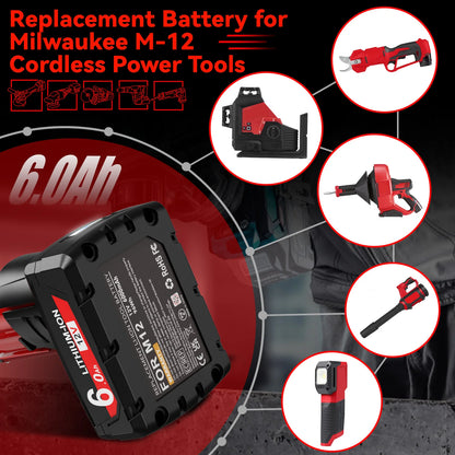 Milwaukee M12 Batteri 12V 6.0Ah Uppladdningsbart med LCD-skärm
