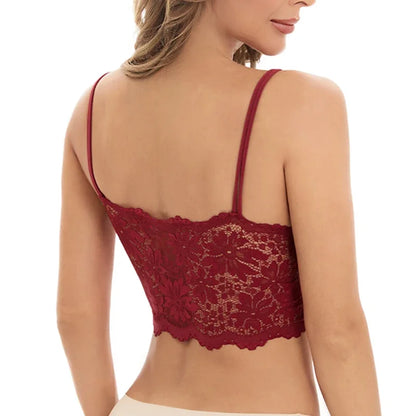 New Women Lace Bras Spring Summer Thin Outside Camisole Solid Underwear Female Hollow Out Vest Bralette Sexy Lingerie Bra