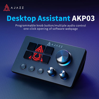 AJAZZ AKP03 Desktop Control Panel, Programmable Keypad for Stock Trading Live Streaming Audio Mixing, Shortcut Controller