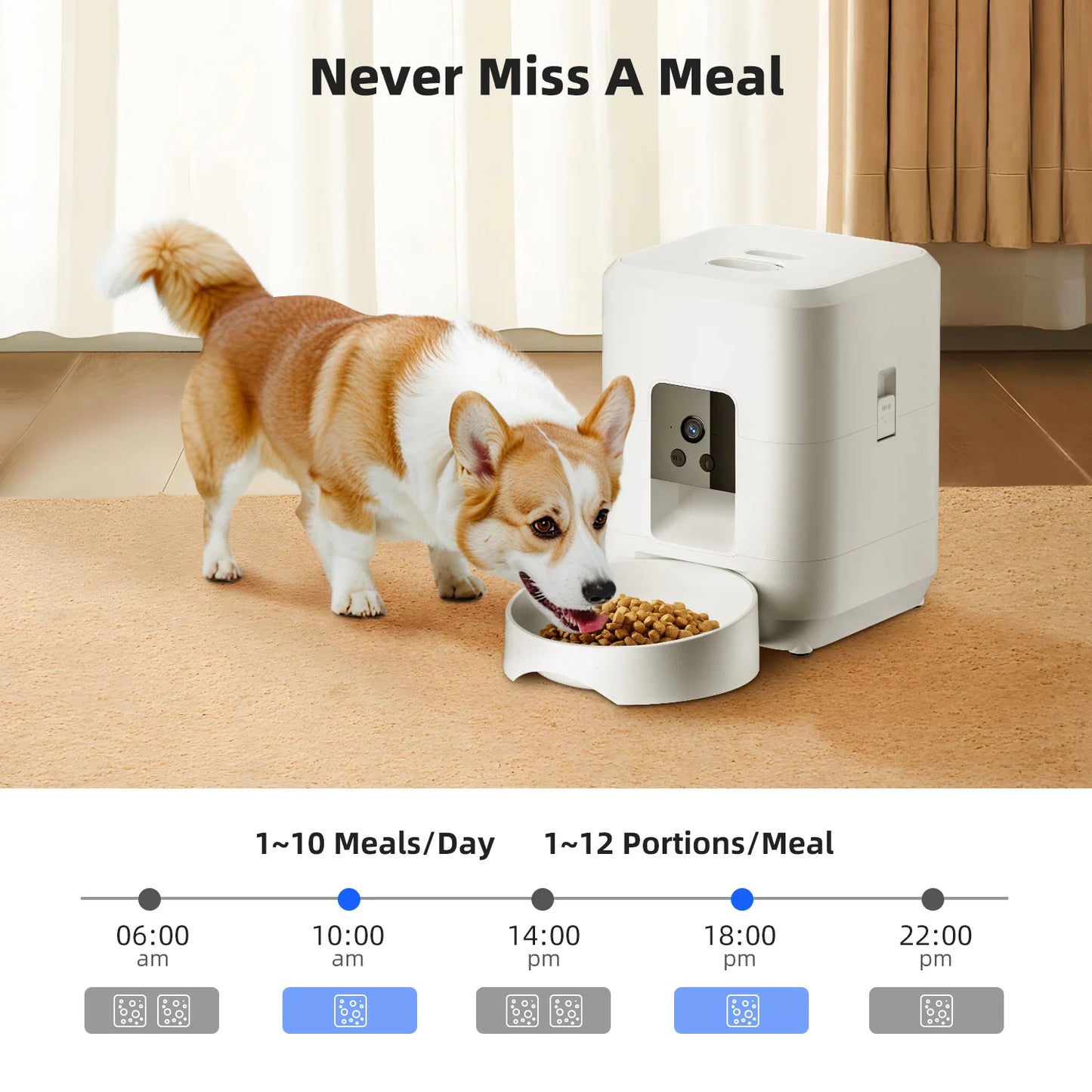 Cat Automatic Feeder With Camera, Video Dog Automatic Feeder, APP Controlled Feeding Smart Pet Feeder, 2L Cat Food Distributor