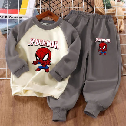 New Fashion Cartoon Print Boys Spliced Sweatshirts Two Piece Sets Kids O Neck Hoodies and Long Pant 2pcs Sets Kids Sport Clothes