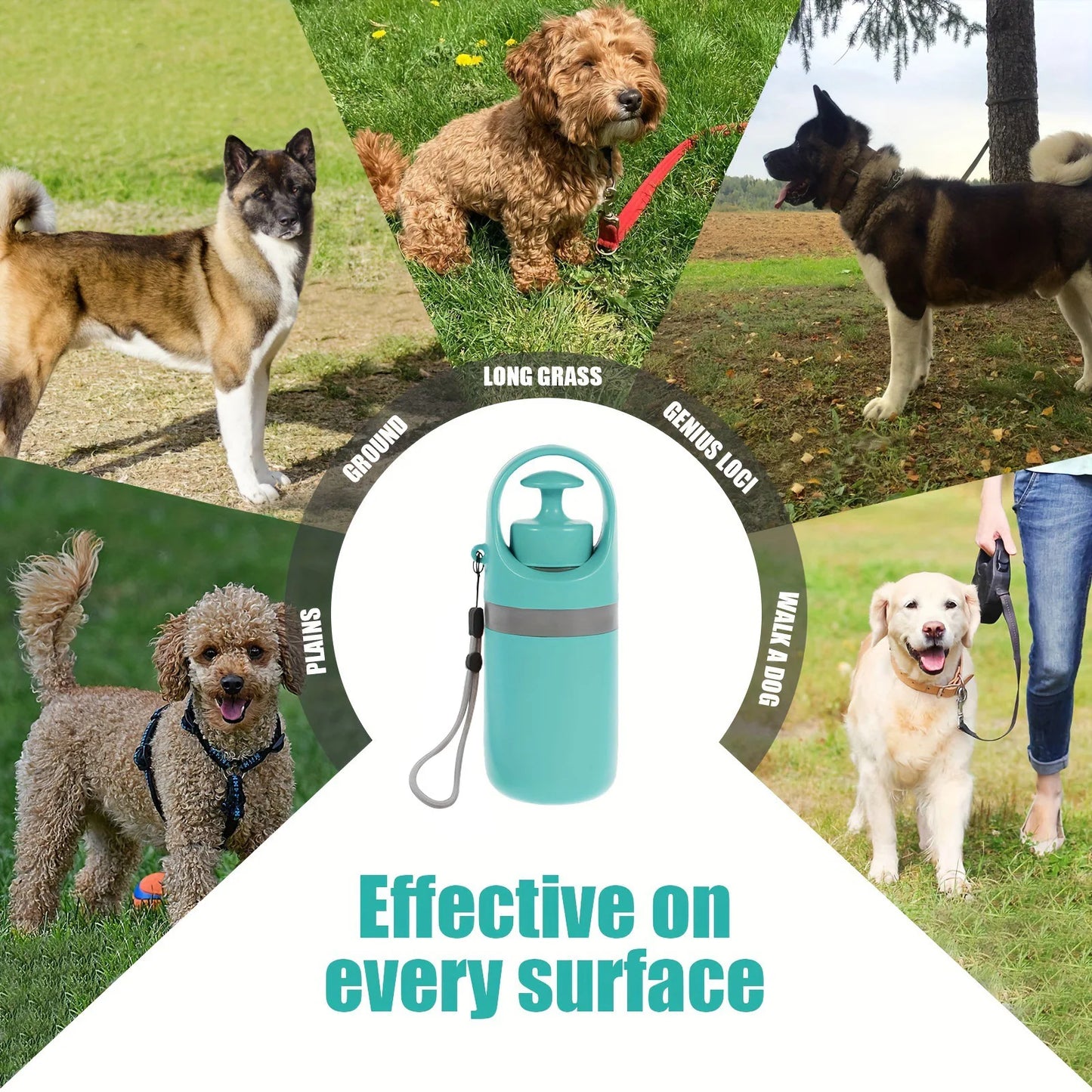 Portable Dog Pooper Scooper Waste Pick-up Outdoor Cleaner Builtin Garbage Bag Handheld Poop Grabber No Touch Design for Pet Use