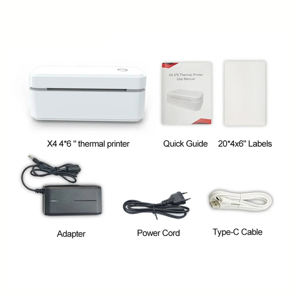Marklife X4 Termisk Etikettskrivare – 4x6" Fraktetiketter Bluetooth Automatisk Igenkänning 110mm Vit Svart EU US UK 2026