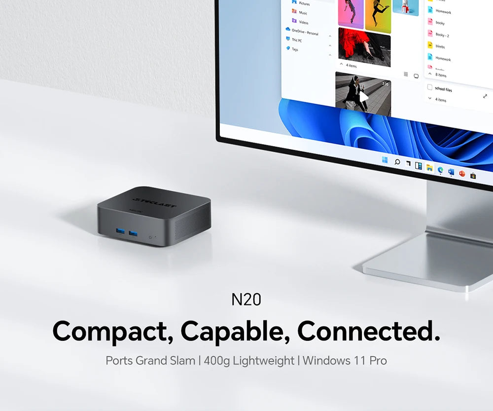Teclast N20 Mini PC Intel N5095 11:e gen 16GB RAM 512GB SSD – 4K Windows 11 Pro WiFi 6 Kompakt Hemmakontor Desktop