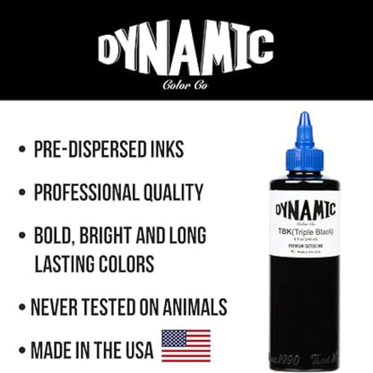 Black Tattoo Ink, 8 oz - Reach Compliant Safe Tattoo Ink for European Regulations - Superior Black Tattoo Ink, Made in USA