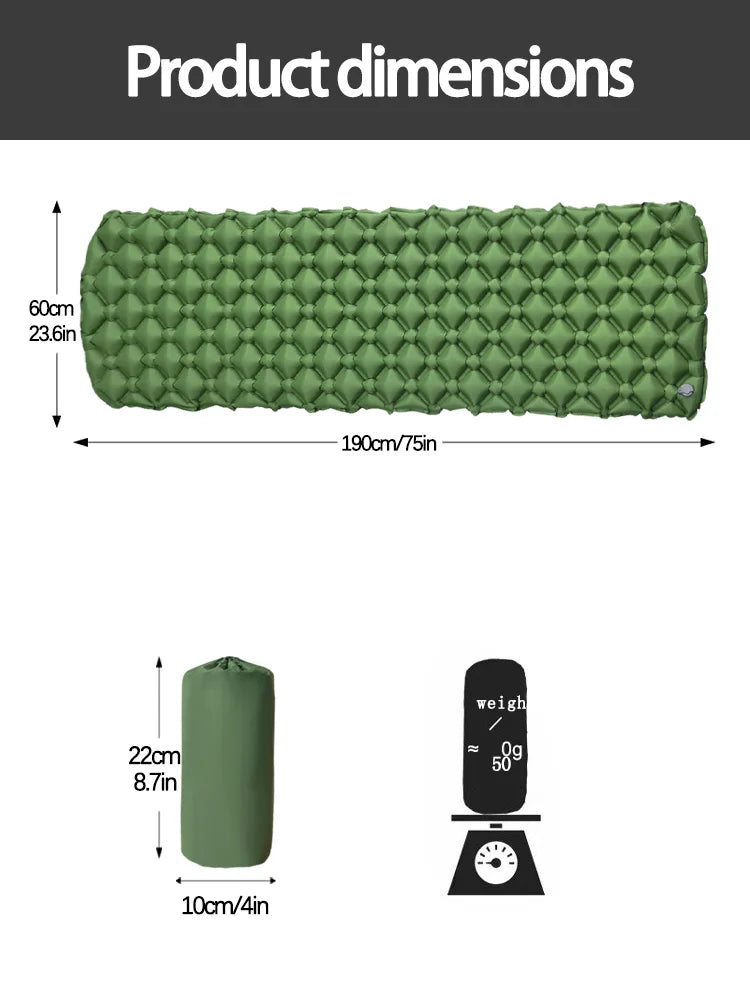 Uppblåsbar Campingmadrass LT-01 – Inbyggd Pump, TPU-Nylon, Hopfällbar, 4 Färger