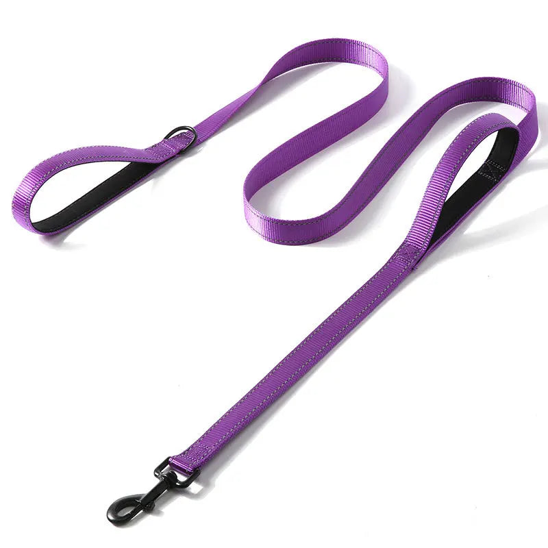 Hundkoppel i nylon med två handtag – reflekterande träningskoppel 120, 150 eller 180 cm