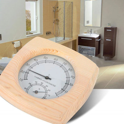 140 mm termometer och hygrometer i trä för bastu