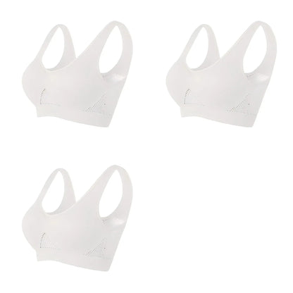 3PCS/lot Hollow out Breathable Sports Bra With Pad Plus Size Seamless Vest For Women Active Wirefree Brassiere Push Up Bra S-6XL