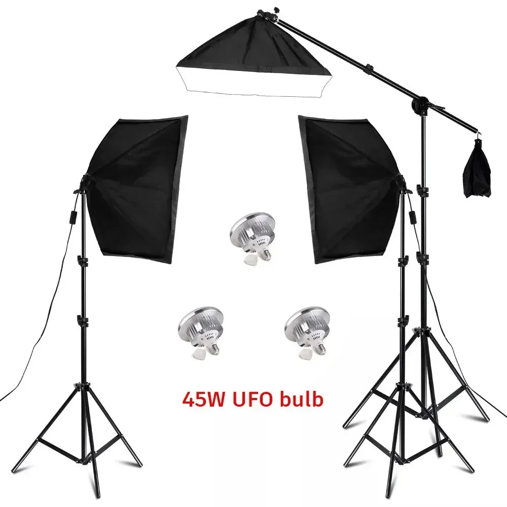 SH 1pc-3Pcs Photography 50x70CM Softbox Lighting Kits Professional Light System With E27 Photographic Bulbs Photo Studio