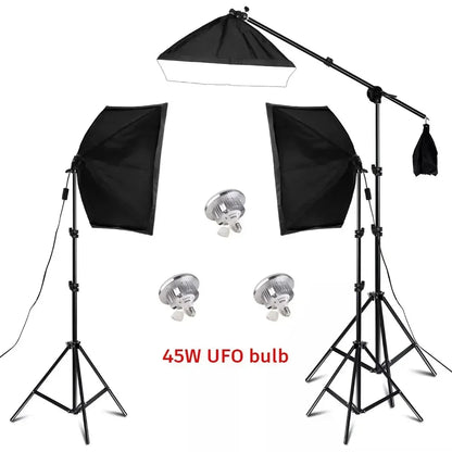 SH 1pc-3Pcs Photography 50x70CM Softbox Lighting Kits Professional Light System With E27 Photographic Bulbs Photo Studio
