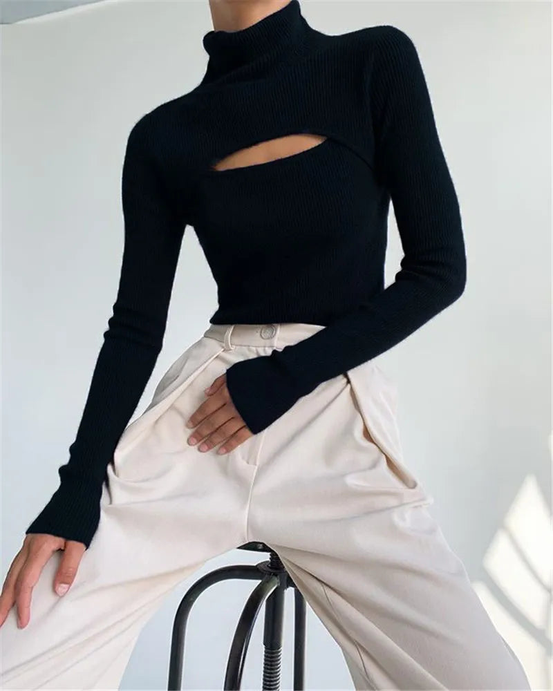 Cross-border foreign trade new autumn and winter bra long sleeve knit hoodie women's Europe and the United States single top