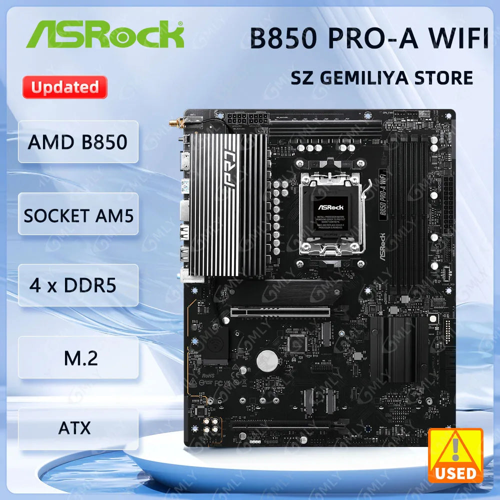  ASROCK B850 PRO-A WIFI Motherboard AMD B850 4xDDR5 Socket AM5 256GB M.2 ATX support PRO 9645 7700  7745 9745 7800 cpu