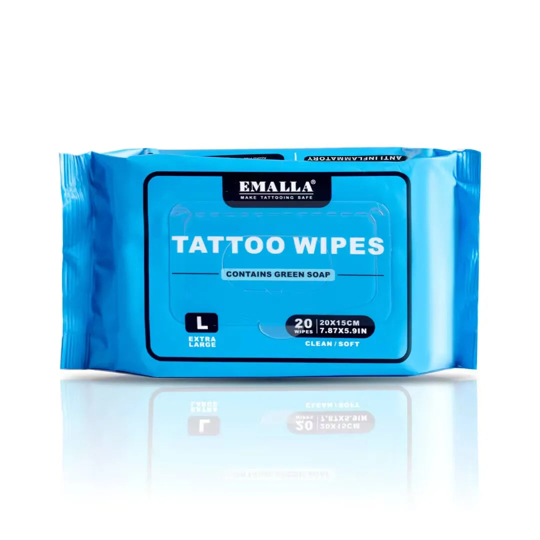 EMALLA Tattoo Aftercare Wipes Tattoo Cleansing Green Soap Cleaning Wipes for Tattoo PMU Clean Aftercare Skin Wipes Supplies