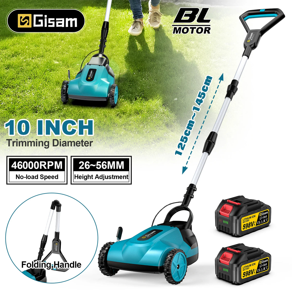 Gisam elektrisk gräsklippare 46000RPM 5000W sladdlös grästrimmer
