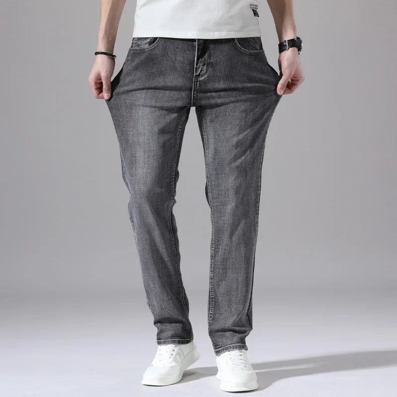Tunna stretchiga denimjeans för män