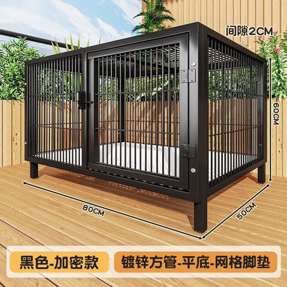 Large Heavy Duty Dog Crate for Large Medium Dogs Indoor Outdoor Portable Foldable Metal Wire Kennel with Tray for Labrador