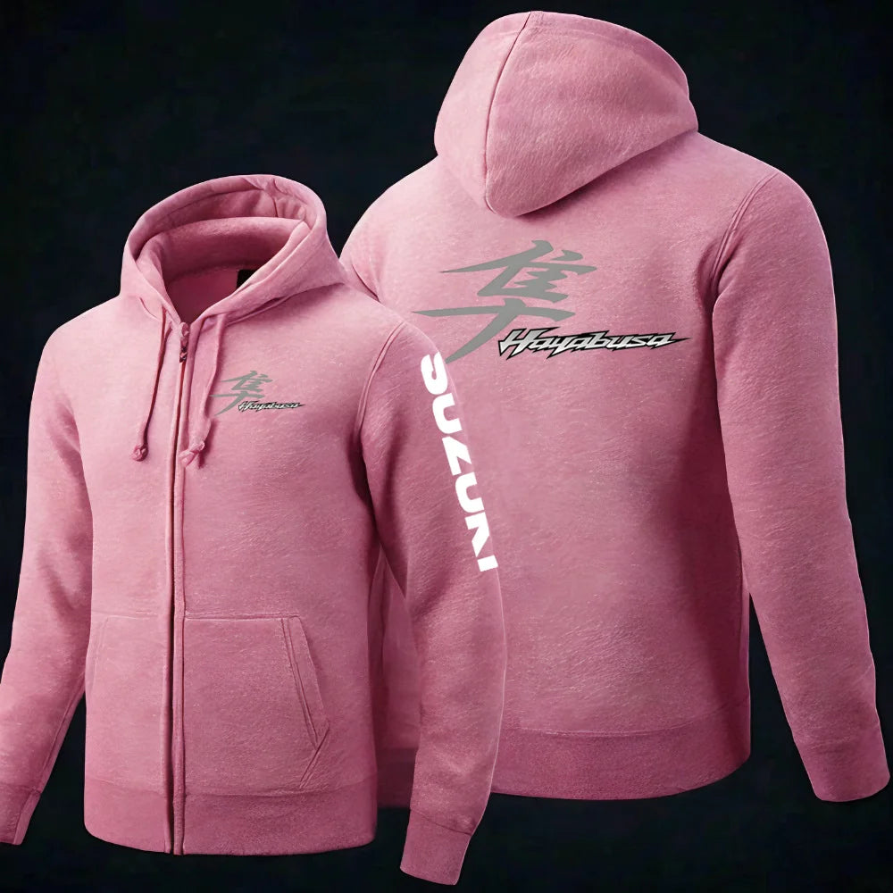 Suzuki Hayabusa Motorcykel Hoodie Herr – Dragkedja, Tryckt Logga, Vår & Höst