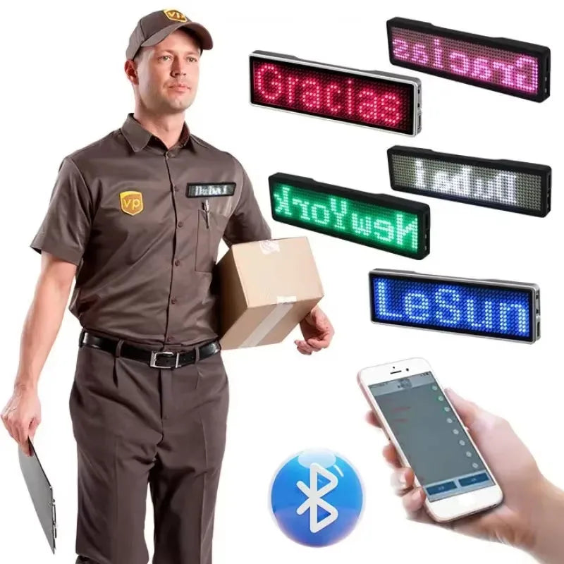 Bluetooth LED Module Name Badge DIY Programmable Scrolling Message Board Mini LED Display HD DIY Electronic Kit