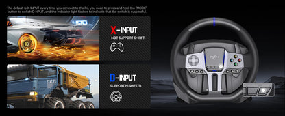 PXN V9 GEN2 Racing Wheel for PC/Xbox/PS4, 270°/900°, Hall 3-Pedal Set, H-Shifter, Dual Paddles, RGB, App
