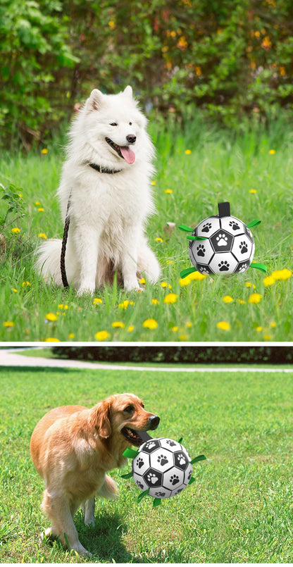 Dog Interactive Pull Football Toys with Grab Tabs Outdoor Training Balls Dog Sport Bite Chew Teething Ball Pet Supplies