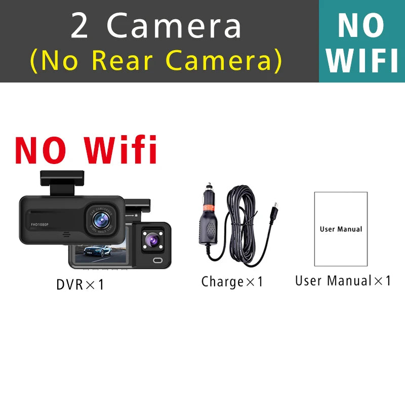 WIFI 3 Camera Dash Cam Cabin Car Dvr 1080P Interior Vehicle Three Way Channel Dvrs Recorder Video Registrator Dashcam Camcorder