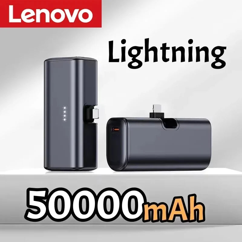 Lenovo 500000mAh Mini Power Bank 225W Fast Charging USB C Portable Charger for iPhone 16 15 Android Phones and Travel Use