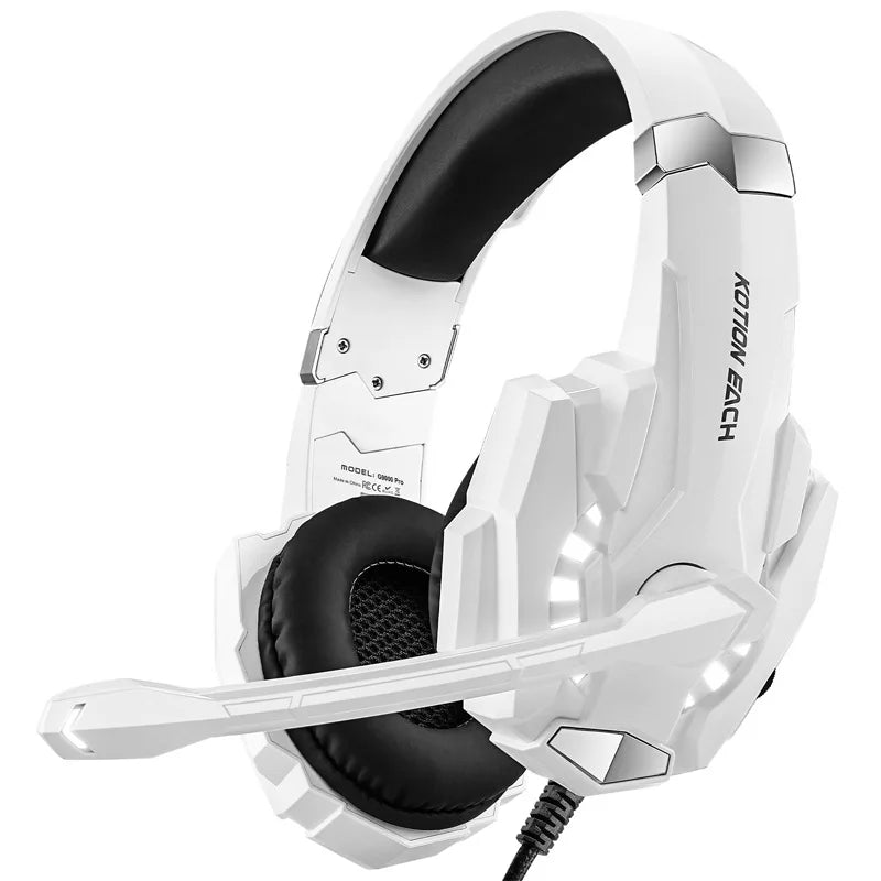 Gaming Headset G9000 Over-Ear – 3,5mm + USB LED-belysning Mikrofon Aktiv Brusreducering Stereo PC PS5 Blå Röd Vit Svart