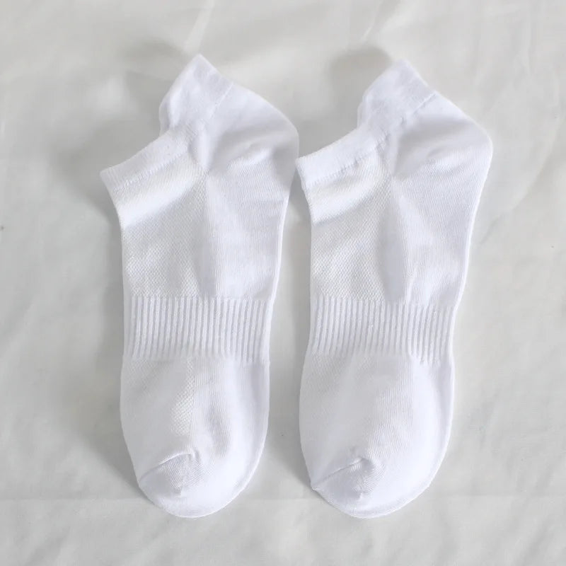10 Pairs 100% Cotton Men Socks Summer Thin Breathable Socks High Quality No Show Boat Socks Black White Gray Short For Students