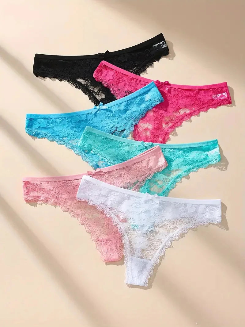3Pcs Sexy Lace Women Thongs Transparent Women Panties Sexy Underwear Solid Floral G-String Size XS-XL Female Underpants Lingerie