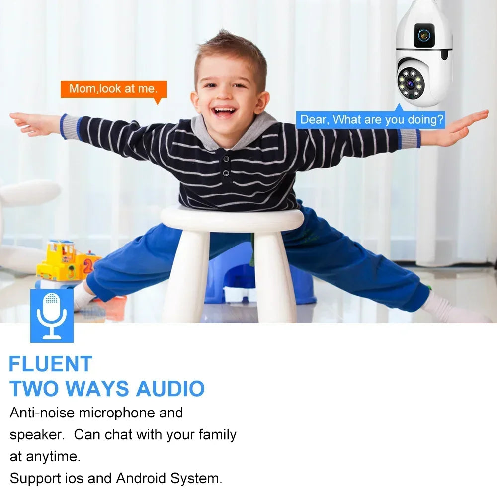 WiFi IP Camera E27 Bulb Cam 8MP Wireless Baby Monitor AI Tracking Security Video Surveillance Pet Cameras 5MP SmartLife Indoor
